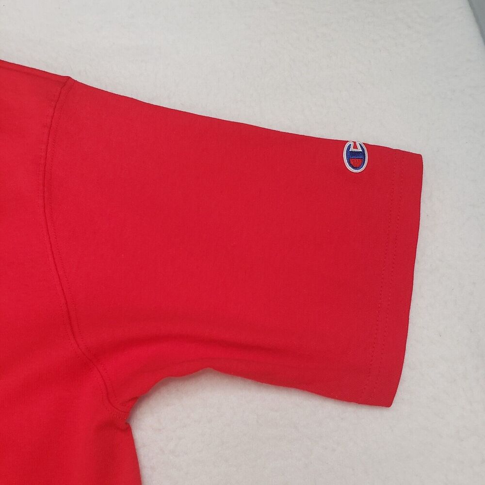 Champion Shirt Mens Extra Large Short Sleeve Pullover Cotton Red Crew Neck Long - Picture 11 of 14